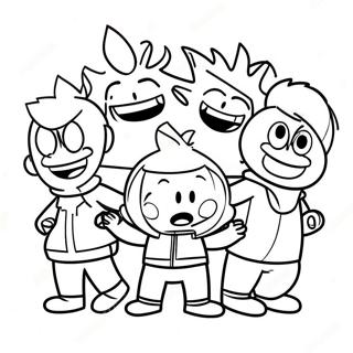 Page à colorier personnages d'Eddsworld en action | Page de coloriage Eddsworld