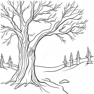 Page à colorier Arbre d'hiver | Page de coloriage Arbre d'hiver