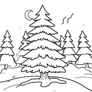 Page à colorier Sapin enneigé | Page de coloriage Arbre d'hiver