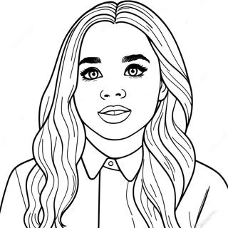 Page à colorier Sabrina Carpenter en train de chanter | Page de coloriage Sabrina Carpenter