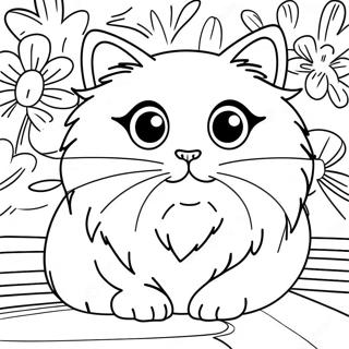 Page à colorier de chat Ragdoll moelleux avec des yeux bleus | Page de coloriage Chat Ragdoll