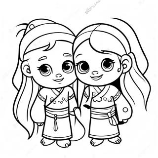 Page à colorier Amitié entre Raya et Sisu | Page de coloriage Raya