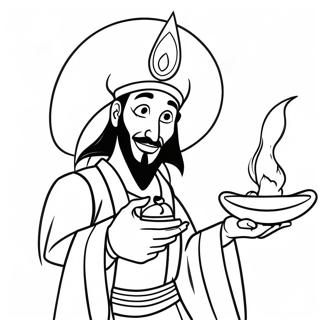 Page à colorier de Jafar avec lampe magique | Page de coloriage Jafar
