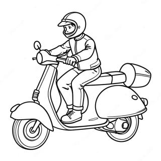 Page à colorier Conducteur de Trottinette Rapide | Page de coloriage Trottinette