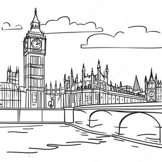Page à colorier Skyline de Londres | Page de coloriage Londres