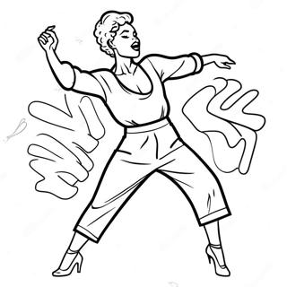 Page à colorier d'un danseur de jazz énergique | Page de coloriage Danse Jazz