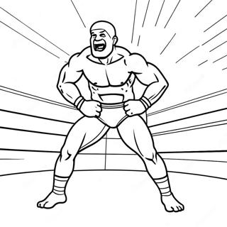 Page à colorier d'un lutteur passionnant en action | Page de coloriage Lutte