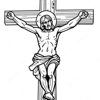 Page à colorier de l'œuvre détaillée de crucifixion | Page de coloriage Crucifixion