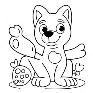 Page à colorier de l'aventure de Bluey et Bingo | Page de coloriage Bluey Géant