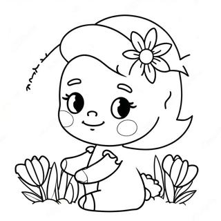 Page à colorier Amy mignonne avec des fleurs | Page de coloriage Amy