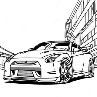 Page à colorier de la voiture de sport GTR R35 | Page de coloriage GTR R35