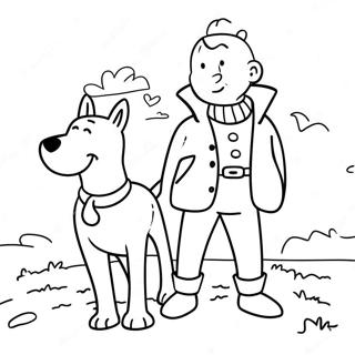 Page à colorier de Tintin et Milou aventuriers | Page de coloriage Tintin