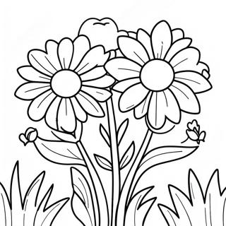 Page à colorier Jardin de soucis lumineux | Page de coloriage Souci