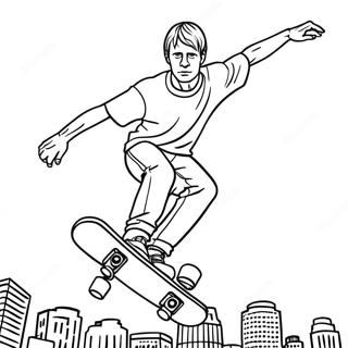 Page à colorier de Tony Hawk | Page de coloriage Tony Hawk