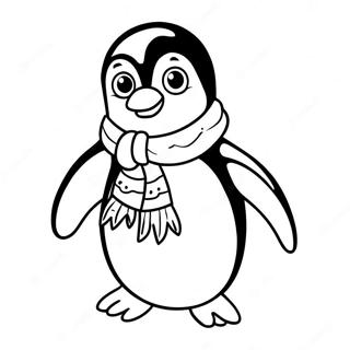 Page à colorier d'un pingouin adorable avec une écharpe | Page de coloriage Pingouin Mignon
