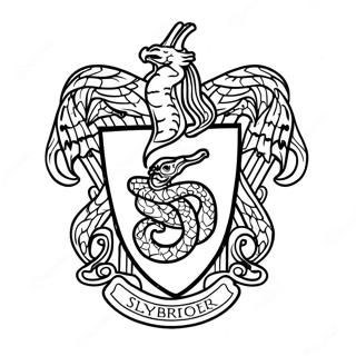 Page à colorier du blason de Slytherin | Page de coloriage Serpentard