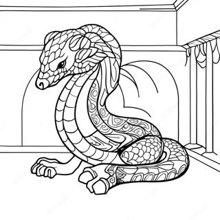 Page à colorier de la mascotte de la maison Slytherin | Page de coloriage Serpentard