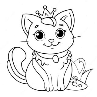 Page à colorier de chat princesse | Page de coloriage Princesse Chat