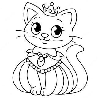 Page à colorier de chat princesse étincelant | Page de coloriage Princesse Chat