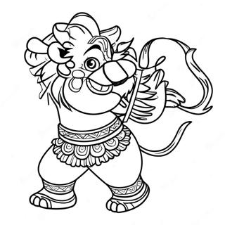 Page à colorier d'Alex le Lion dansant | Page de coloriage Madagascar 3