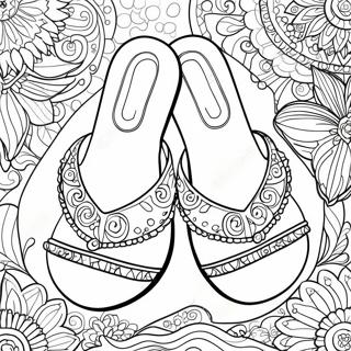 Page à colorier de sandales | Page de coloriage Sandales