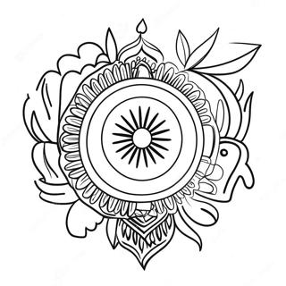 Page à colorier du drapeau indien vibrant | Page de coloriage Drapeau Indien