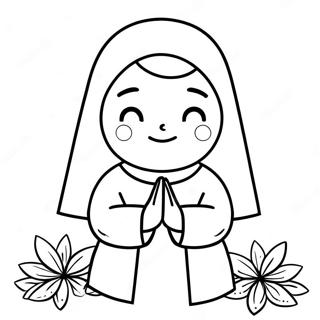 Page à colorier de nonne mignonne en prière | Page de coloriage Nonne