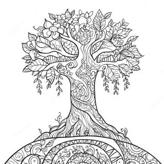 Page à colorier arbre de karma positif | Page de coloriage Karma