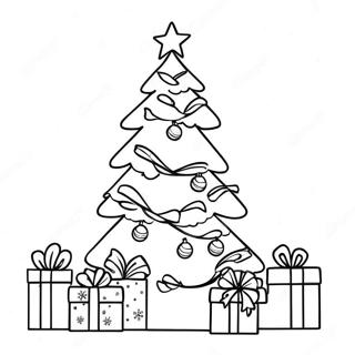 Page à colorier arbre de Noël preppy | Page de coloriage Noël Preppy
