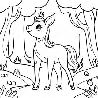 Page à Colorier avec une Forêt Enchantée | Page de coloriage Scène
