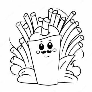 Page à colorier de personnage de frites mignon | Page de coloriage Frite