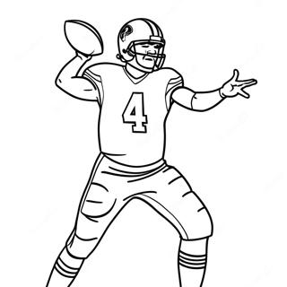 Page à colorier de Dak Prescott lançant un football | Page de coloriage Dak Prescott