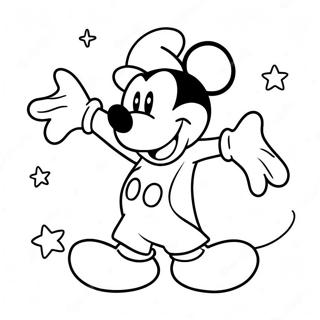 Page à colorier de Mickey sorcier magique avec des étoiles | Page de coloriage Mickey Sorcier