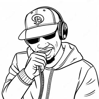 Page à colorier Rapper Cool avec Microphone | Page de coloriage Rappeur