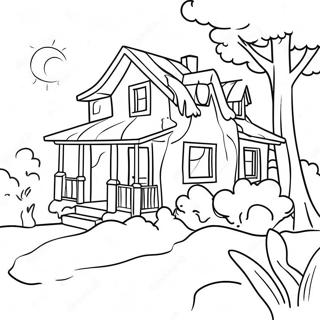 Page à colorier de la maison de rêve confortable | Page de coloriage Maison de rêve