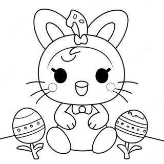Page à colorier du lapin de Pâques Hello Kitty | Page de coloriage Hello Kitty Pâques