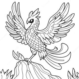 Page à colorier du phénix mythique | Page de coloriage Phénix mythique