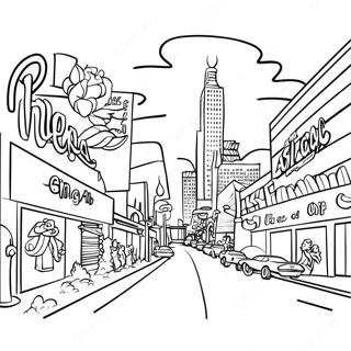 Page à colorier colorée du Strip de Las Vegas | Page de coloriage Nevada
