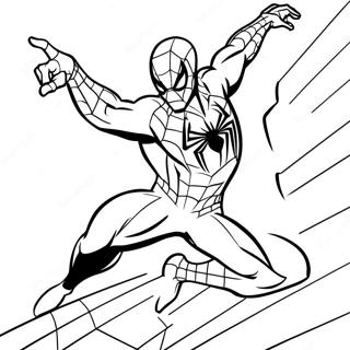 Page à colorier Spiderman 2099 en Pose d'Action | Page de coloriage Spiderman 2099