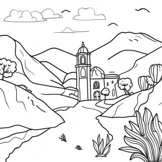 Belle page à colorier de paysage portugais | Page de coloriage Portugal