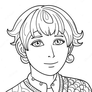 Page à colorier Saiki K avec des cheveux colorés | Page de coloriage Saiki K