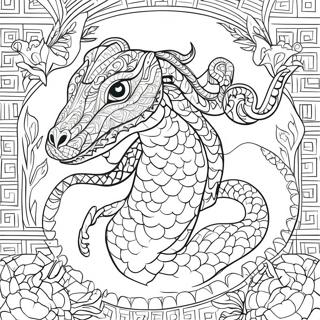 Page à colorier d'Obanai avec des motifs de serpent | Page de coloriage Obanai
