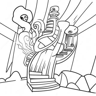 Page à colorier d'une aventure colorée de course de billes | Page de coloriage Course de billes