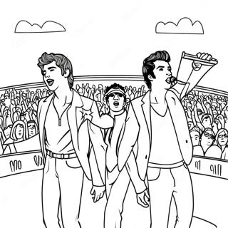 Page à colorier Scène de Concert Colorée des Jonas Brothers | Page de coloriage Frères Jonas