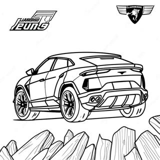 Page à colorier Lamborghini Urus de Course | Page de coloriage Lamborghini Urus