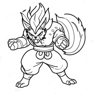 Kurama en Pose de Combat Page à Colorier | Page de coloriage Kurama