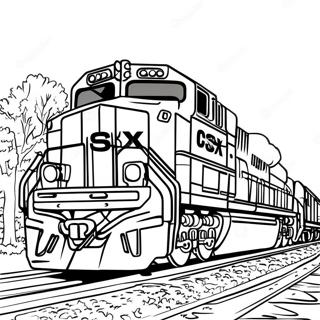 Page à Colorier Train de Fret CSX Coloré | Page de coloriage Train CSX