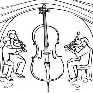 Page à colorier d'un beau violoncelle en concert | Page de coloriage Violoncelle