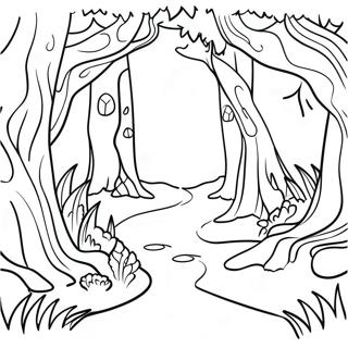 Page à colorier de forêt enchantée magique | Page de coloriage Forêt
