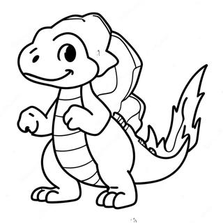 Page à colorier de Charmeleon crachant du feu | Page de coloriage Charmeleon